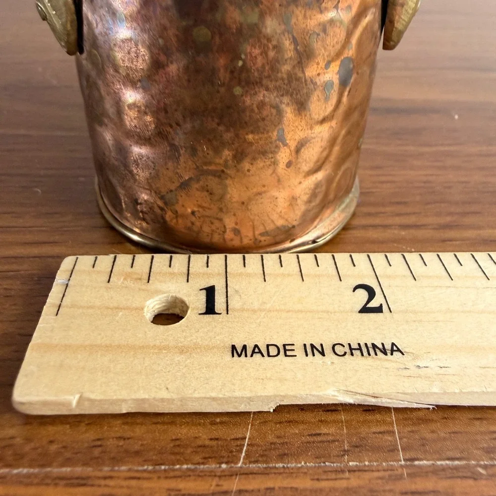 Vintage C.C.A.C. Copper Brass Mini Milk Can Vase India Hammered Patina